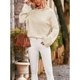 thumbnail image 3 of FOCUSNORM Pull Tricoté Automne Hiver pour Femmes Manches Longues Col Haut Ourlet Fendu, 3 of 8