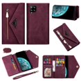 thumbnail image 1 of Dteck Case for Samsung Galaxy A12 6.5-inch, Magnetic PU Leather Card Holder Wallet Crossbag Lager Capacity Purse With Zipper Pocket, Folio Stand Phone Cover with Wrist Strap/Shoulder Strap,Winered, 1 of 8