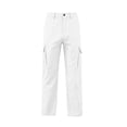 thumbnail image 3 of Spazoro Boys Cargo Pants with Multi-Pockets, Solid Color Breathable Elastic Waist Straight Leg Casual Trousers for Daily Streetwear White Size 5-6, 3 of 6