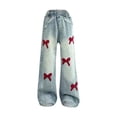 thumbnail image 6 of EnJoCho Girls Wide Leg Jeans Loose High Waist Bow Embroidery Denim Pants Skateboard Style Pocket Trousers For Kids Spring Fall Trendy Y2𝖪 Streetwear Casual Daily Outfit, 6 of 7
