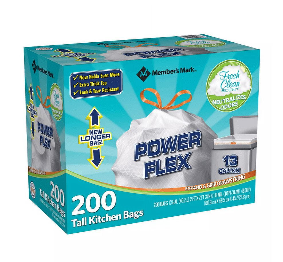 130 ct 13 Gallon Power Flex Tall Kitchen Trash Bags Strong with/ Ties Heavy  Duty