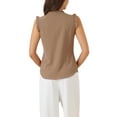 thumbnail image 3 of INSPIRE CHIC Women's Ruffled Sleeveless Pullover V- Neck Work Blouses Tops XS Khaki, 3 of 6