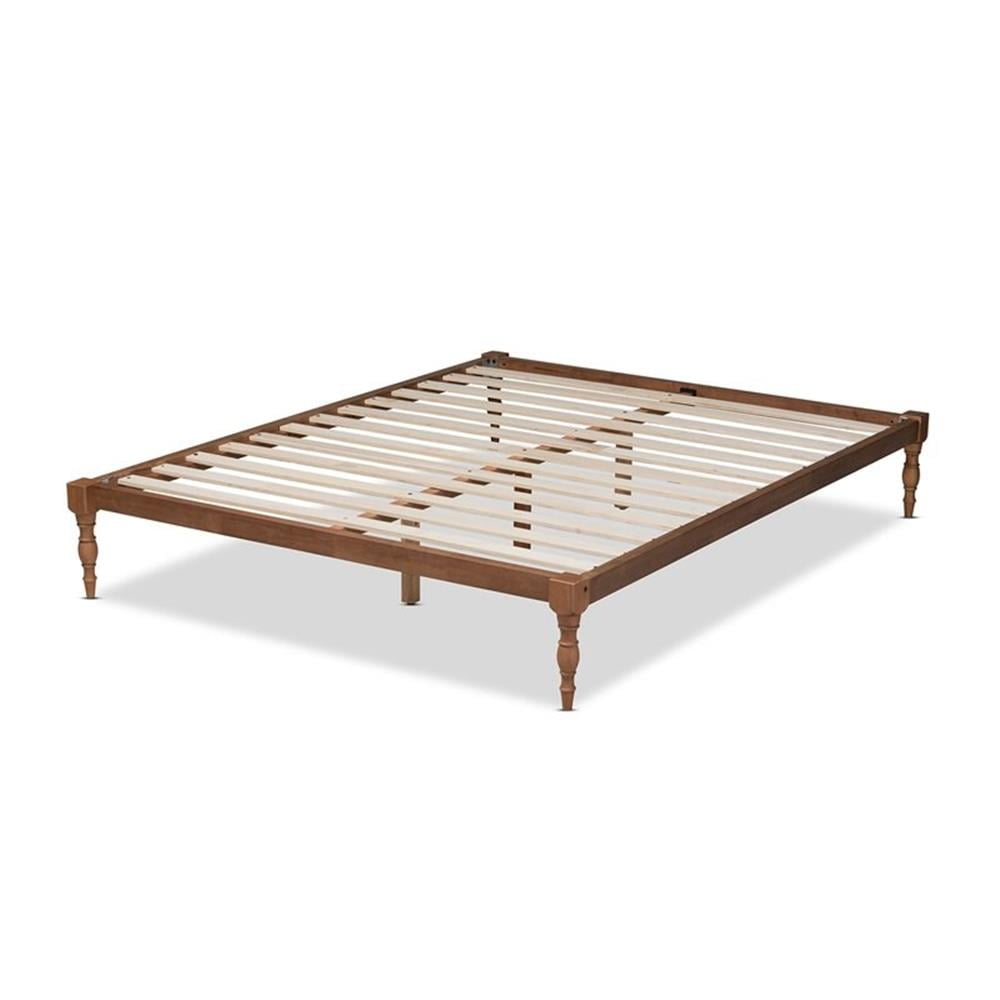Baxton Studio Iseline Platform Wood Bed Frame, Walnut, King