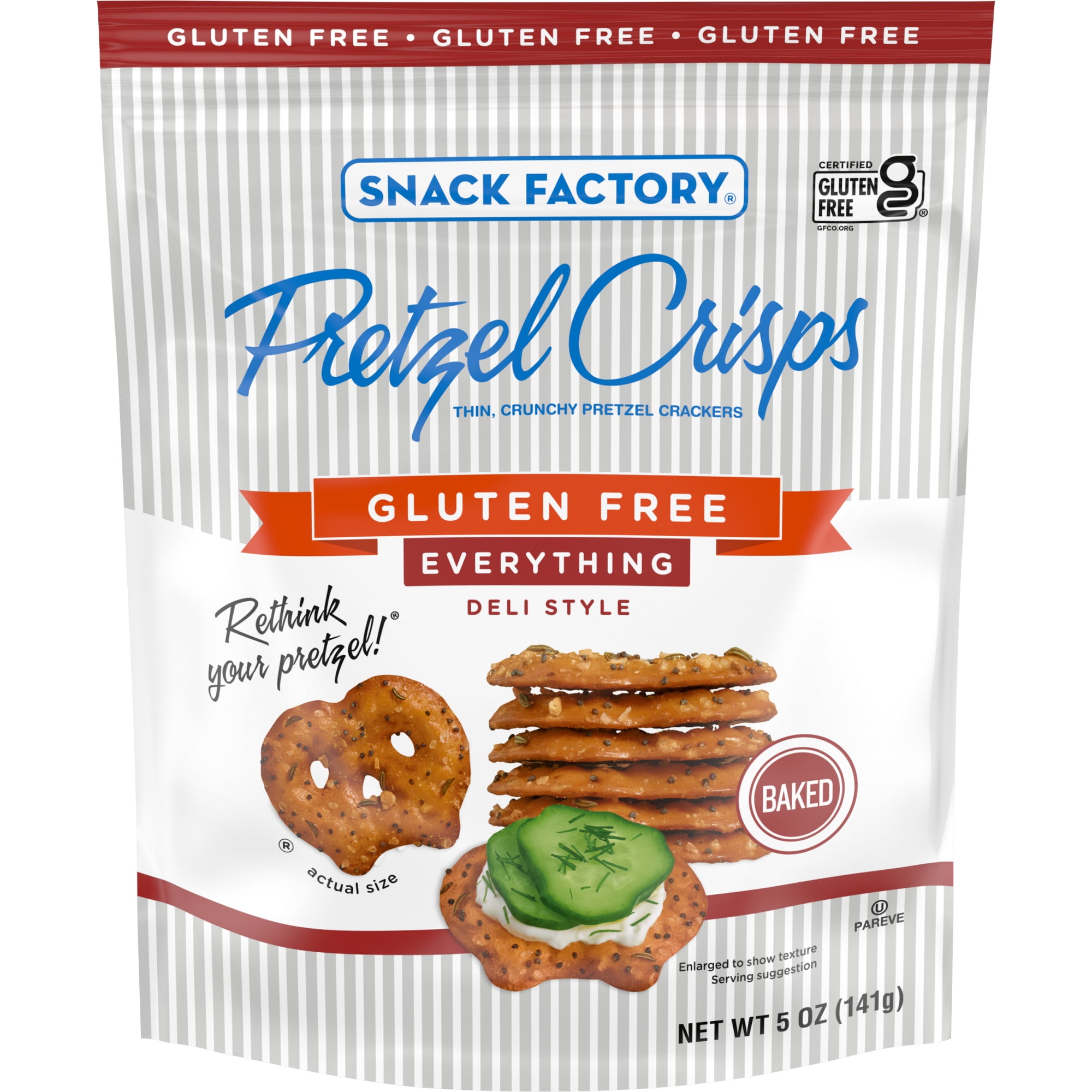 (8 pack) Snack Factory Pretzel Crisps, Gluten Free Everything Flavor, 5 oz