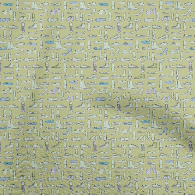 oneOone Rayon Light Green Fabric Conversational Footwear Sewing Material Print Fabric By The Yard 56 Inch Wide