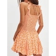 thumbnail image 2 of Women's Floral Scoop Neck Mini Dress with Ruched Bodice and Ruffle Hem in 100% Polyester for All Day Everyday Comfort, 2 of 8