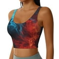 thumbnail image 2 of Fotbe Red And Blue Fire Sujetador Deportivo Largo sin Aros para Mujer con Almohadillas y Soporte Medio, Transpirable y Absorbente, Camiseta Tipo Chaleco o Tank Top-X-Large, 2 of 8