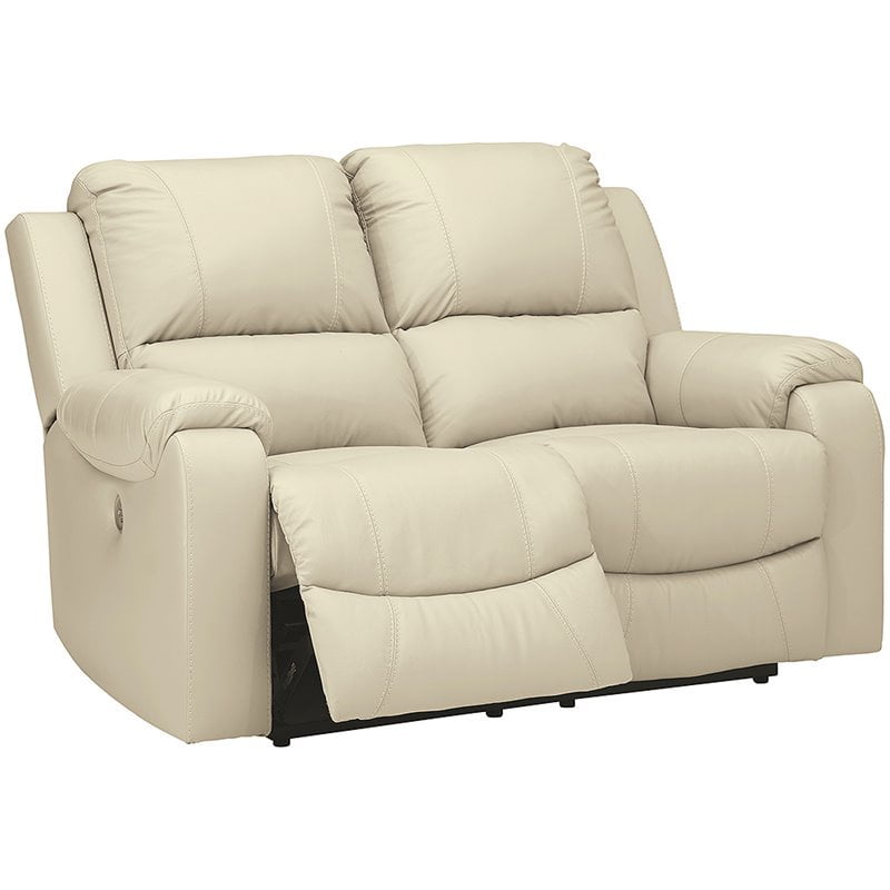 Ashley Furniture Rackingburg Leather Power Reclining Loveseat In Cream