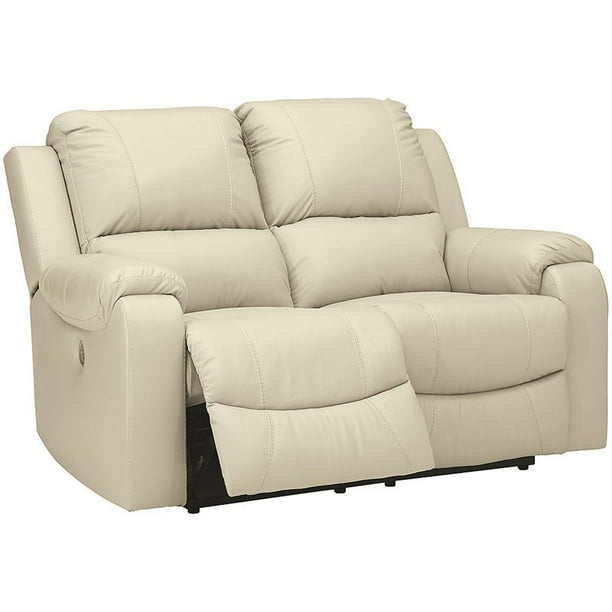 Ashley Furniture Rackingburg Leather Power Reclining Loveseat in Cream
