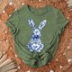 thumbnail image 3 of Camiseta de Cuello Redondo de Manga Corta de la Mujer, Top de Moda para Invierno Y Primavera Impresa de Navidad Casual 3/4, 3 of 7