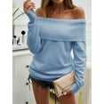 thumbnail image 6 of Women's Off The Shoulder Sweater Spring Loose Long Sleeve Knit Casual Pullover Tops Outfits, 6 of 6