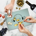 thumbnail image 5 of Music Cutting Board, Young Lady Listening to Music Earphones Smiling Close Eyed Girl Enjoy Melody Theme, Decorative Tempered Glass Cutting and Serving Board, Small Size, Black White, by Ambesonne, 5 of 5