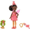 Barbie Club Chelsea Dress-Up Doll In Flamingo Costume, 6-inch Brunette with Pet Kitten And Accessories Doll Playset