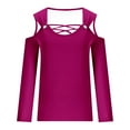 thumbnail image 4 of ameIAEA Women's Cold Shoulder Tops Long Sleeve V Neck Fall Blouses Criss Cross Solid Color Shirts, 4 of 5