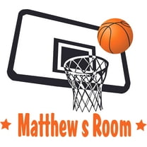 Basketball Ball Ring And Board Cartoon Decors Wall Sticker Art Design Decal for Girls Boys Kids Room Bedroom Nursery Kindergarten House Fun Home Decor Stickers Wall Art Vinyl Decoration (8x10 inch)