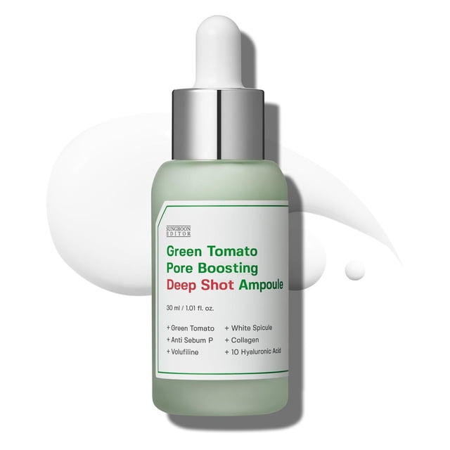 Ampolla Sungboon Green Tomato Volufiline con Colágeno y Ácido Hialurónico para Minimizar Poros y Rea