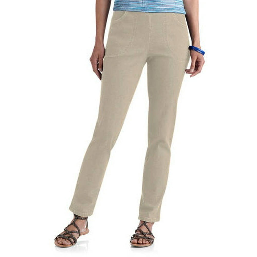 White Stag - Women's Flat Front Back Elastic Stretch Denim Pants - Walmart.com - Walmart.com