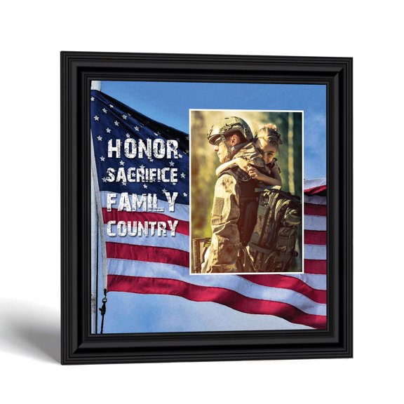 Veteran Picture Frame, Honor Sacrifice Family Country Flag Keepsake