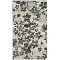 Safavieh  Evoke Floral Area Rug Grey/Black 4' x 6' 8' Round, 4' x 6' Indoor Living Room, Bedroom Black Rectangle