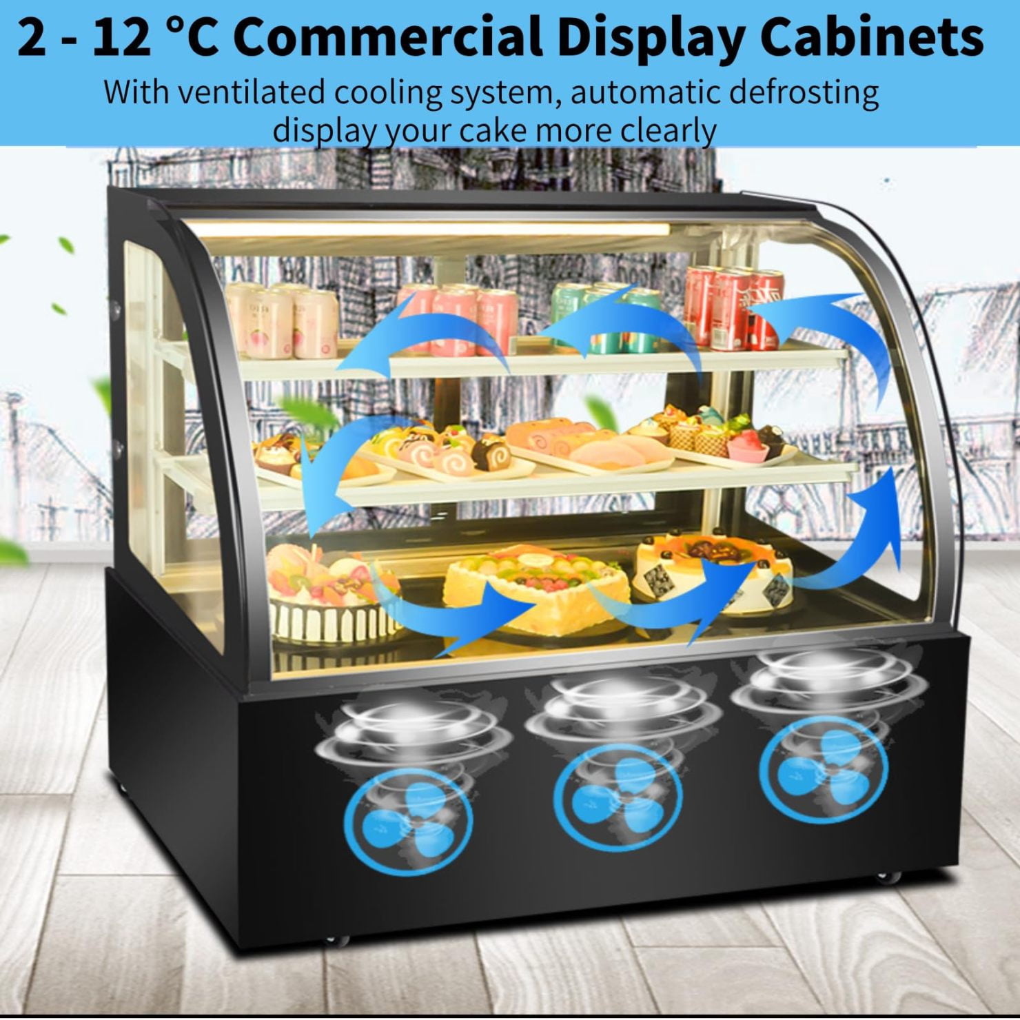 Yiwa 3.5 Cu.Ft Commercial Countertop Refrigerator, Display Refri with LED Display and Lighting, for Cafe Restaurant, Black