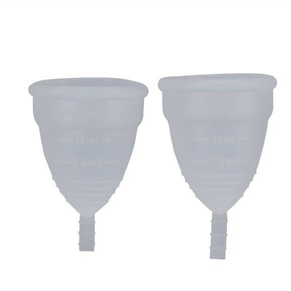 2 unids/set de silicona reutilizable para mujeres, copa menstrual, herramienta de cuidado de higiene femenina (blanco)