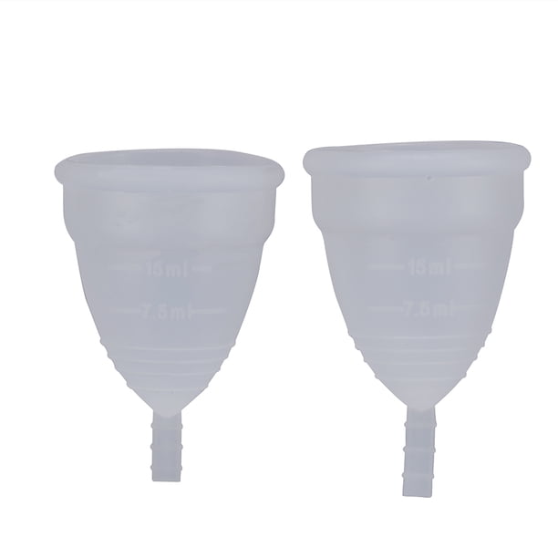 2 unids/set de silicona reutilizable para mujeres, copa menstrual, herramienta de cuidado de higiene femenina (blanco)