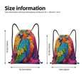 thumbnail image 2 of Daiia Vibrant Parrot Splash Art Pattern Drawstring Backpack, Gym Bag, Lightweight Backpack, Water-Resistant Bag Travel Sports Backpack, Fitness Bag, Yoga Bag-Medium, 2 of 6