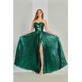 thumbnail image 3 of Women's Adora Design 3261 Strapless Metallic Pleated A-line Slit Prom 2026 Gown Emerald Green Size 18, 3 of 5