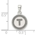thumbnail image 2 of 925 Sterling Silver Dainty Letter T Initial Name Monogram Circle Necklace Charm Pendant, 2 of 6