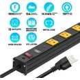 thumbnail image 2 of CRST Heavy Duty Power Strip Surge Protector, 2-1/2" Wide Spaced 12-Outlet Metal with 15ft Long Extension Power Cord, Mounting Brackets Included, 1800 Joules, ETL Listed, 2 of 8
