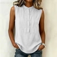 thumbnail image 4 of BUIGTTKLOP Womens Cotton Linen Tank Tops Basic Solid Business Casual Summer Sleeveles Shirts Loose Work Office Blouses, 4 of 7
