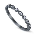 thumbnail image 3 of Black Tone, Simulated Cubic Zirconia Size-8 Half Eternity Marquise Wedding Band 925 Sterling Silver, 3 of 7