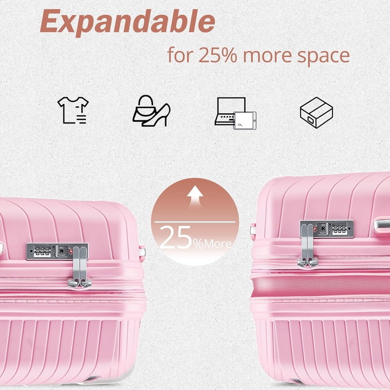 CQSXDA Expandable Luggage 4 Piece Set, Carry on Suitcase Hardshell
