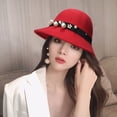 thumbnail image 4 of Lroveb Bucket Hats for Women Woolen Hat Fall Winter Korean British Retro Sunshade Fisherman Dome Top Hat, 4 of 5