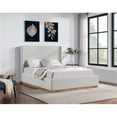 thumbnail image 5 of Bowery Hill Contemporary Cream Linen Textured Fabric Queen Bed, 5 of 10