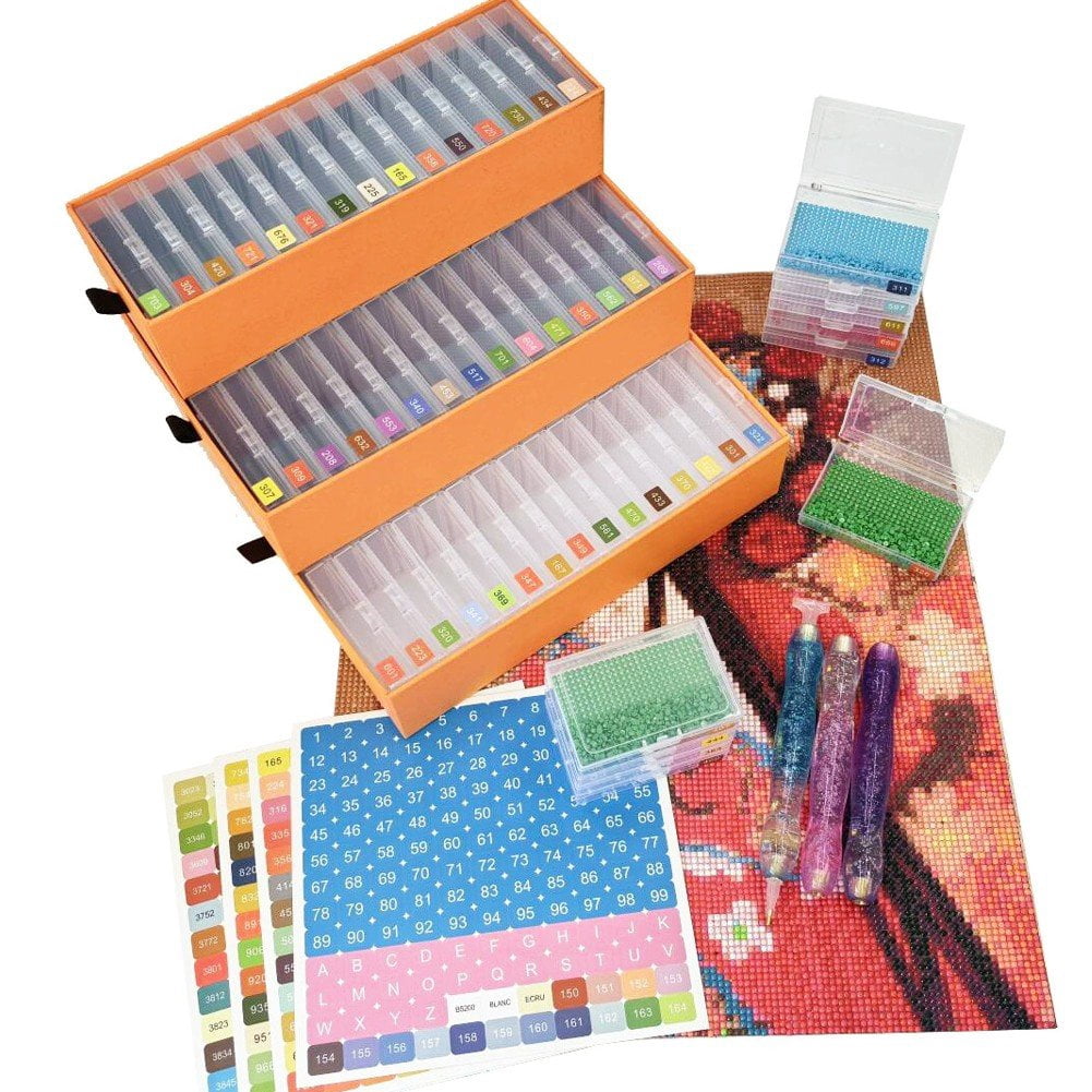 Hzzsbu 2-in-1 Diamond Painting Storage Trays with Lids,Diamond Art Supplies for Beads Storage & Line-Up