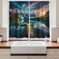 thumbnail image 2 of Ambesonne Lake Kitchen Curtains, Wooden Pier Dramatic Night, 55"x24", Coral Dark Turquoise, 2 of 3