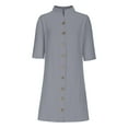 thumbnail image 4 of Ultrave Shirt Dresses for Women Fashion Solid Color Long Sleeve Lapel Dress Summer Style, 4 of 6