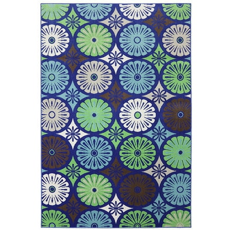 Mohawk Home Patio Woven Blue Penny Loafer Wildaster Indoor/Outdoor Area Rug