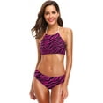 thumbnail image 2 of Dreamtimes Pink Animal Zebra Print Swimsuits Padded Bikini Sets Sexy Swimwear for Women, X-Large, 2 of 7