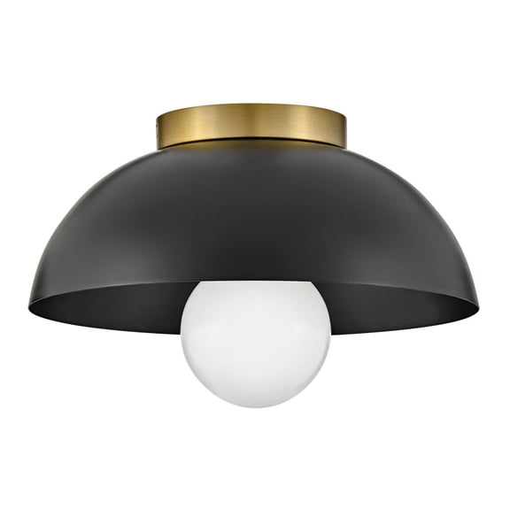 83301BK Lark Stu - 10W 1 LED Small Flush Mount-4.75 Inches Tall and 11 Inches Wide-Black/Lacquered Brass Finish