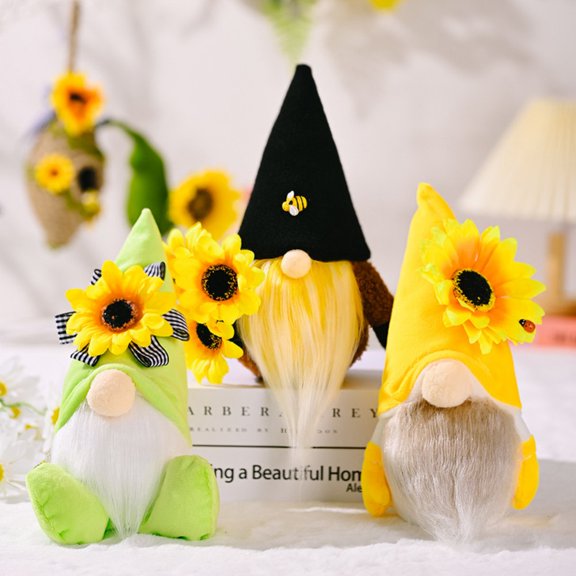 Sunflowers Gnome-Summer Spring Faceless Gnomes for Farmhouse Sunflower Kitchen Decor Ornaments,Scandinavian Gnomes Elf Plush Doll Easter Decorations