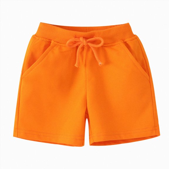 Splozh Boys Knit Shorts Solid Color Cotton Casual Pockets Summer Boys Lounge Shorts Boys Camp Shorts,Orange,1-2 Years