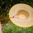 thumbnail image 4 of Handwoven Wheat Straw Sun Hat, 13.8in Wide Brim Summer Hat for Outdoor Work, UV Protection Farming Gardening Headwear, Breathable Natural Fiber Beach Straw Cap, 4 of 5