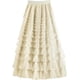thumbnail image 4 of Falda midi de tul de malla en capas con cintura elástica alta y línea A de hadas para mujer, 4 of 5