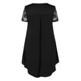 thumbnail image 4 of Plus Size Lace Dresses for Women Lace Short Sleeve Crewneck Elegant Mini Dress Swing High Low Hem Sheer Layered Loose Sundress, 4 of 5