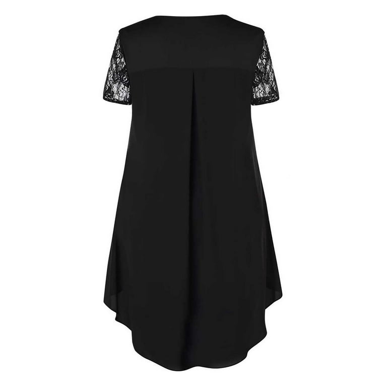 Plus Size Lace Dresses for Women Lace Short Sleeve Crewneck