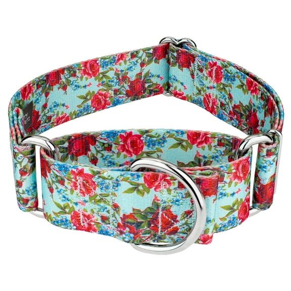 Country Brook Petz® 1 1/2 inch Vintage Roses Martingale Dog Collar, Large