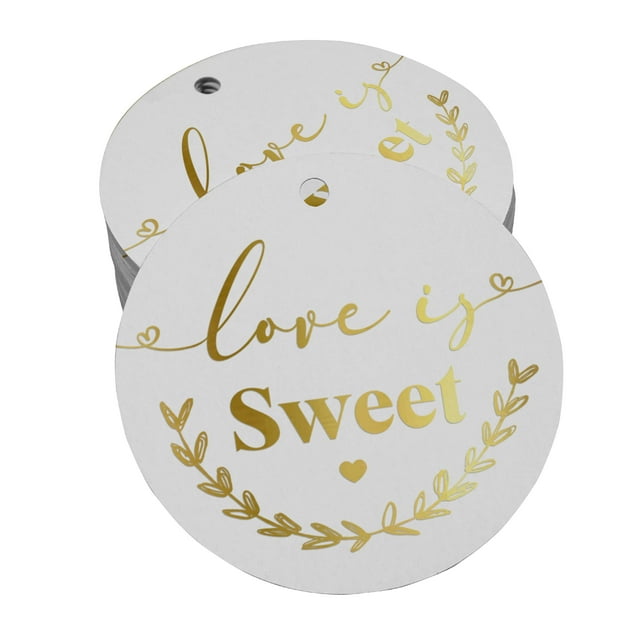 Inkdotpot Gold Foil Paper Hang Tag Love Is Sweet Wedding Favor Tag 100 Piece
