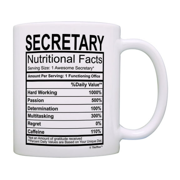 ThisWear Best Secretary Gifts Secretary Nutritional Facts Mug 1 Awesome Secretary Coffee Mug